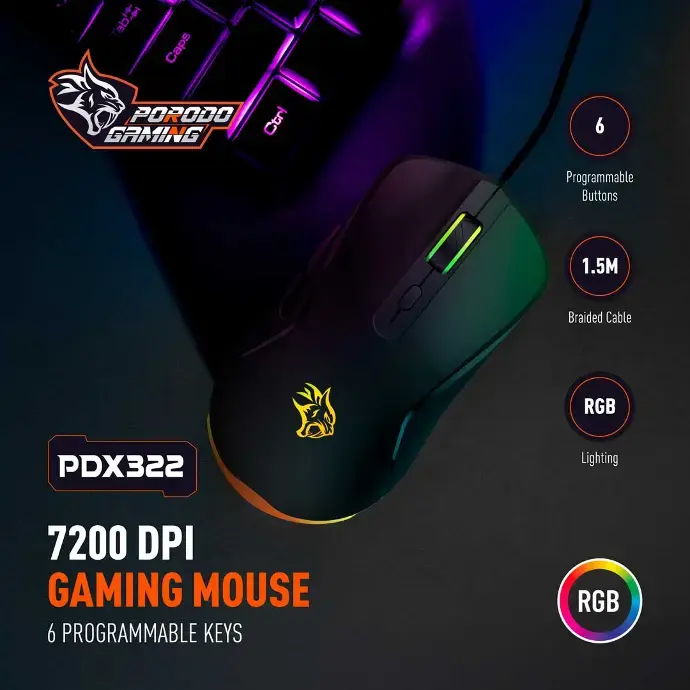 بررسی ماوس سیمی گیمینگ پرودو Porodo PDX322 Gaming Wired Mouse